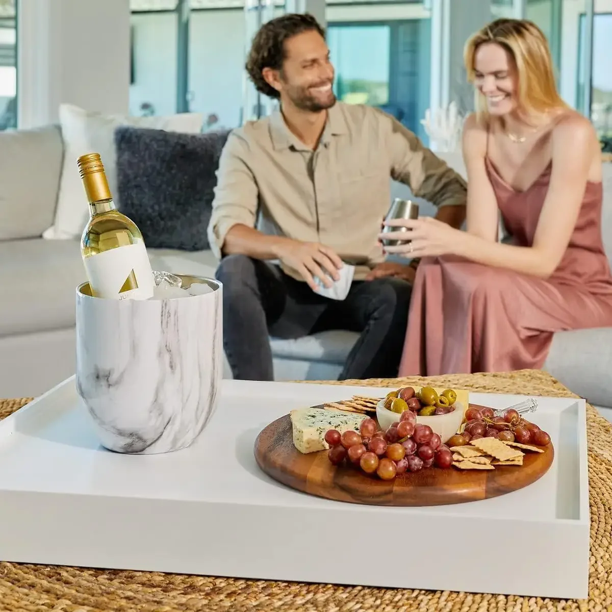 دلو ثلج من الفولاذ المقاوم للصدأ مزدوج الجدار معزول بالفراغ من W_XL مع غطاء/مغرفة، ملحقات البار، كبير