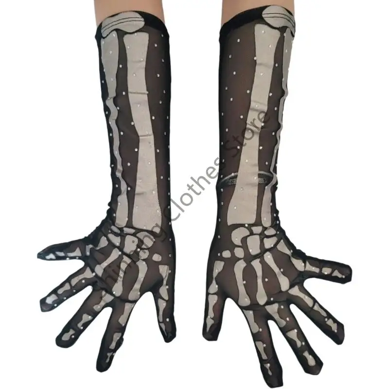 

M68A Черепа костяной дизайн Gloves мягкая сетка идеально подходит для панк -события в Хэллоуин.