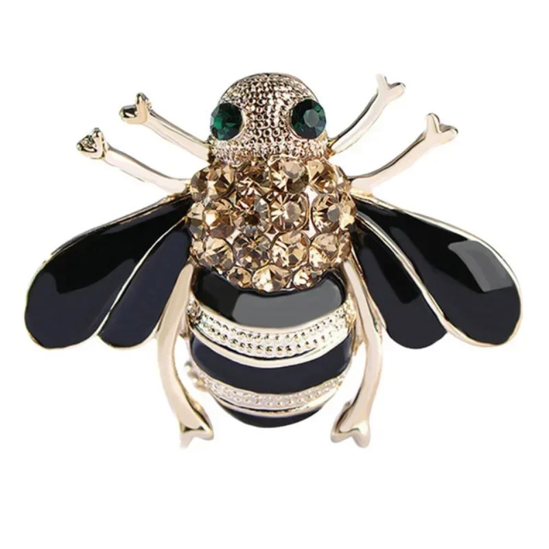 High Quality Shiny Bee Broochs for Women New Charm Black Enamel Crystal Zircon Pins for Backpacks Suit Party Jewelry Accessories