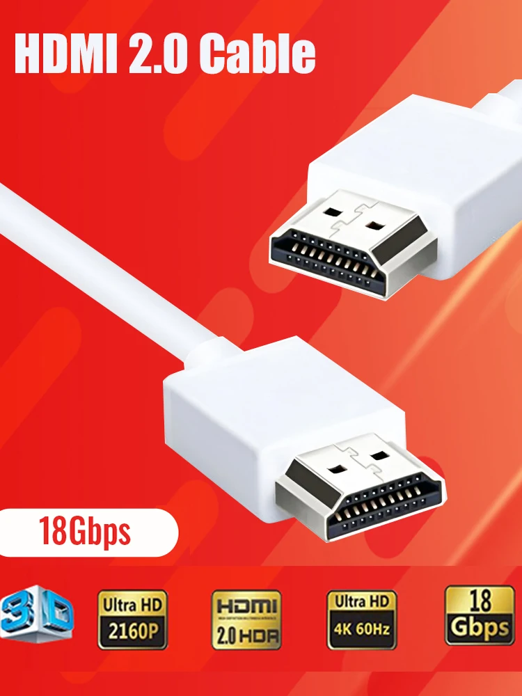 Câble HDMI court 4K blanc câble HDMI 2.0 avec ethernet HDMI ARC CEC HDMI 2.0 câble pour PS5 Xbox série X PS4 pro HDTV