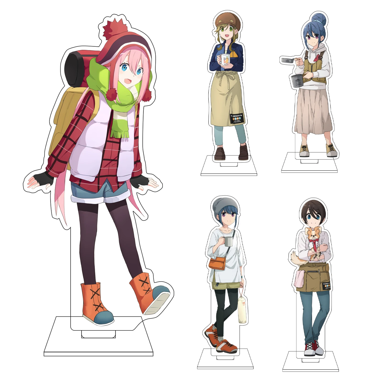 16CM Anime Laid-Back Camp Cosplay Acryl-Figur Standplatte Rin Shima Chiaki Ohashi Nadeshiko Kagamihara Ornamente Geschenke