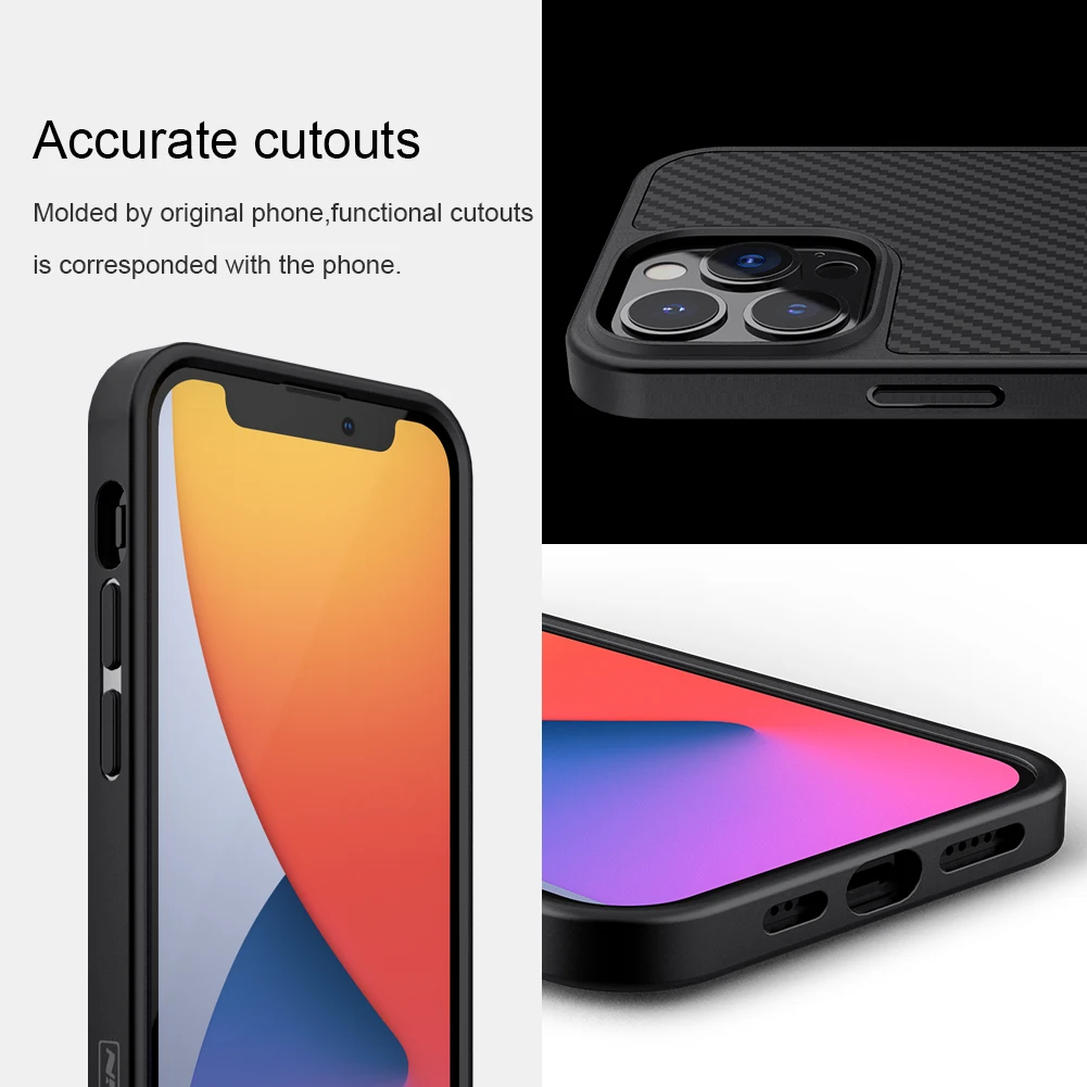 for IPhone 13 12 11 Pro Max Case Nillkin Carbon Fiber Case Lens Camera Protector Back Cover For iPhone 11 12 13 Pro Max Mens