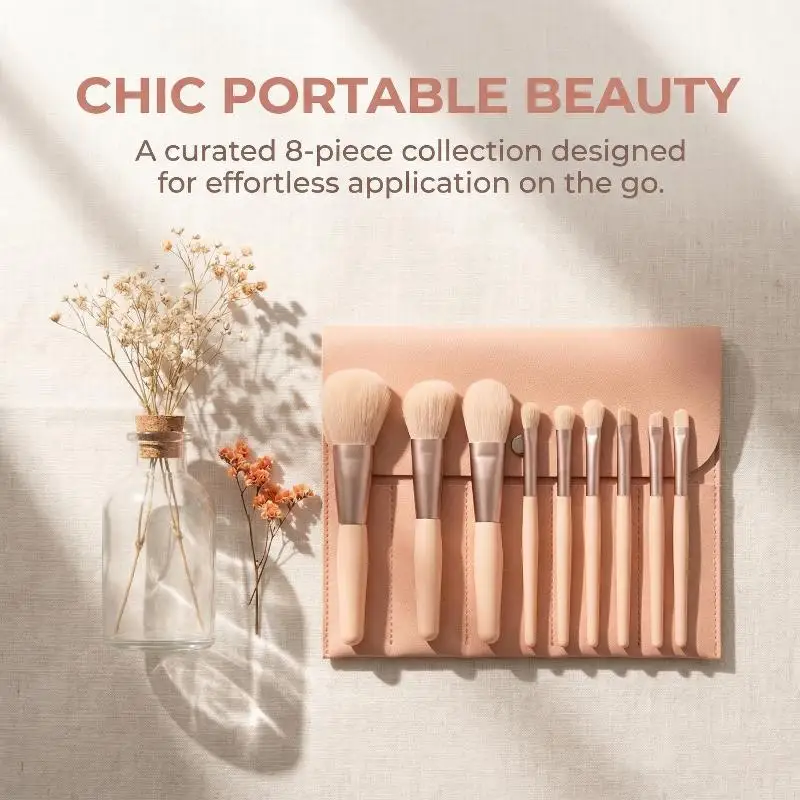 Eye Shadow Highlighter Foundation Brush Set 8pcs Soft Beauty Tools for  and Beginner Makeup Application