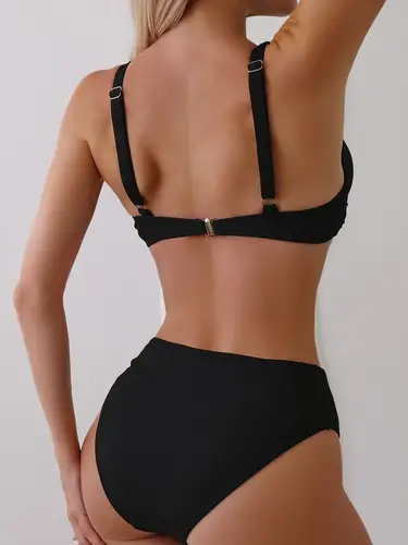 Sexy Bikini Set Women's Swimsuit 2025 Swimwear Woman Two-Piece Swimsuit Solid Bathing Suit Beach Swimming Suit Vacation Monokini - Image 2