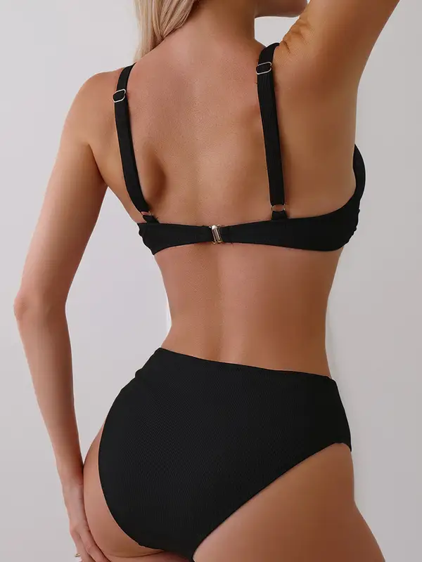 Sexy Bikini Set Women's Swimsuit 2025 Swimwear Woman Two-Piece Swimsuit Solid Bathing Suit Beach Swimming Suit Vacation Monokini - Image 2