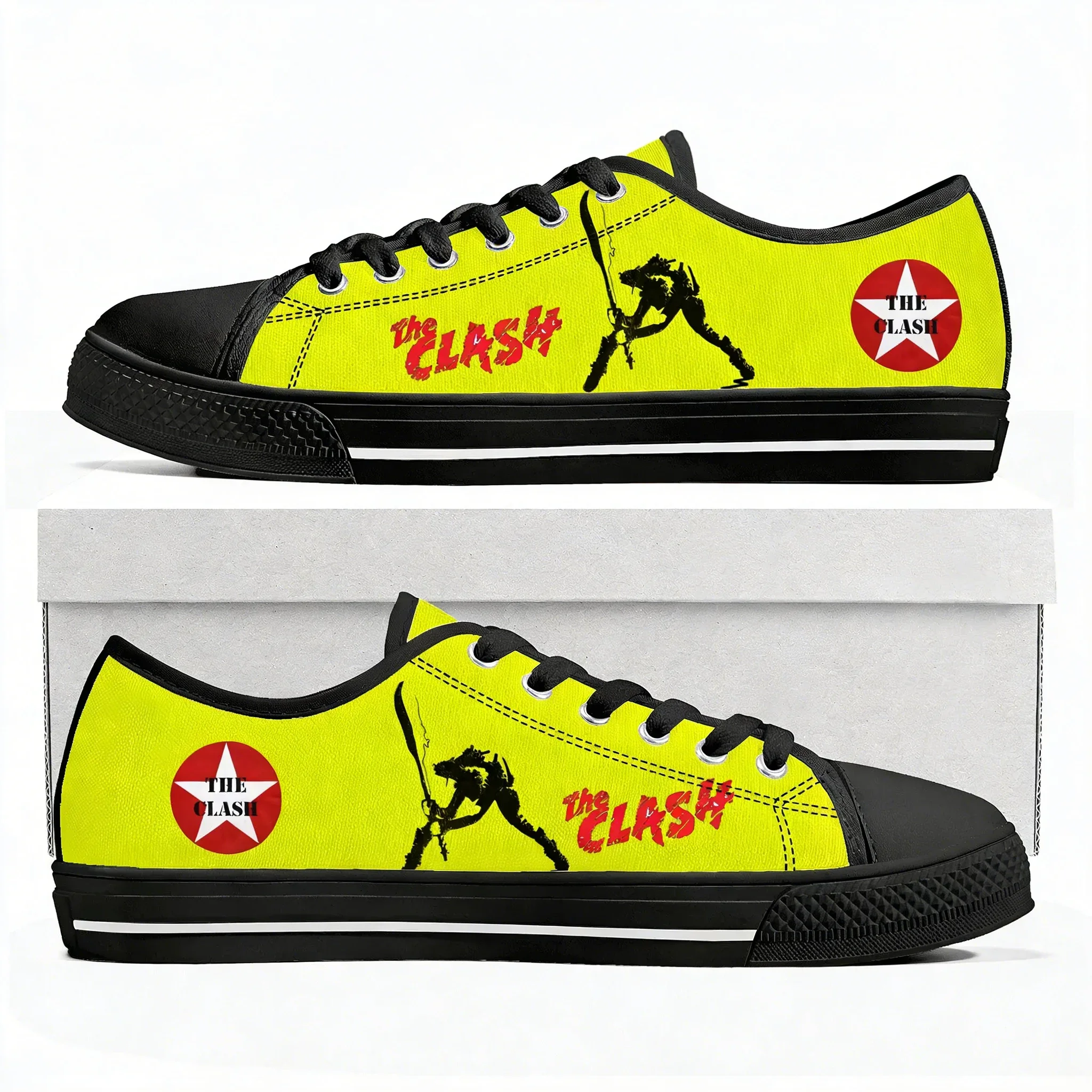 

The Clash Rock Band Low Top High Quality Sneakers Mens Women Teenager Canvas Sneaker Casual Couple Hiking Lightweight Shoes