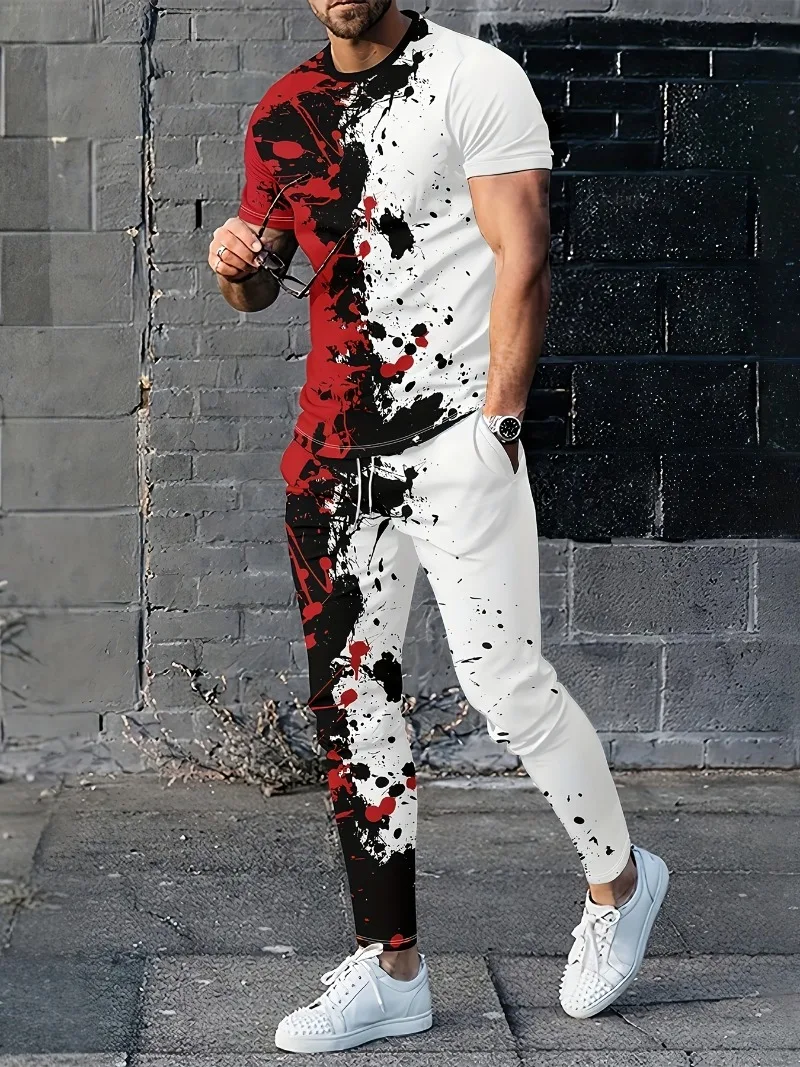 Novità abito da uomo Fashion Render Polka Dot Print pantaloni a maniche corte abito da uomo estate autunno Trend Street Wear