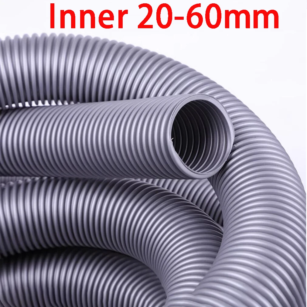 Gray EVA Threaded Flexible Hose Tube Dust Removal Soft Pipes For Household Vacuum Cleaner,1-5 Meter, Inner Diameter 20-60mm