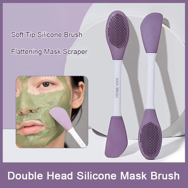 1 cepillo de máscara de silicona de doble cabezal, belleza, cuidado de la piel, lavado de cara, cepillo de silicona, exfoliante, limpieza de nariz, cepillos de eliminación de espinillas