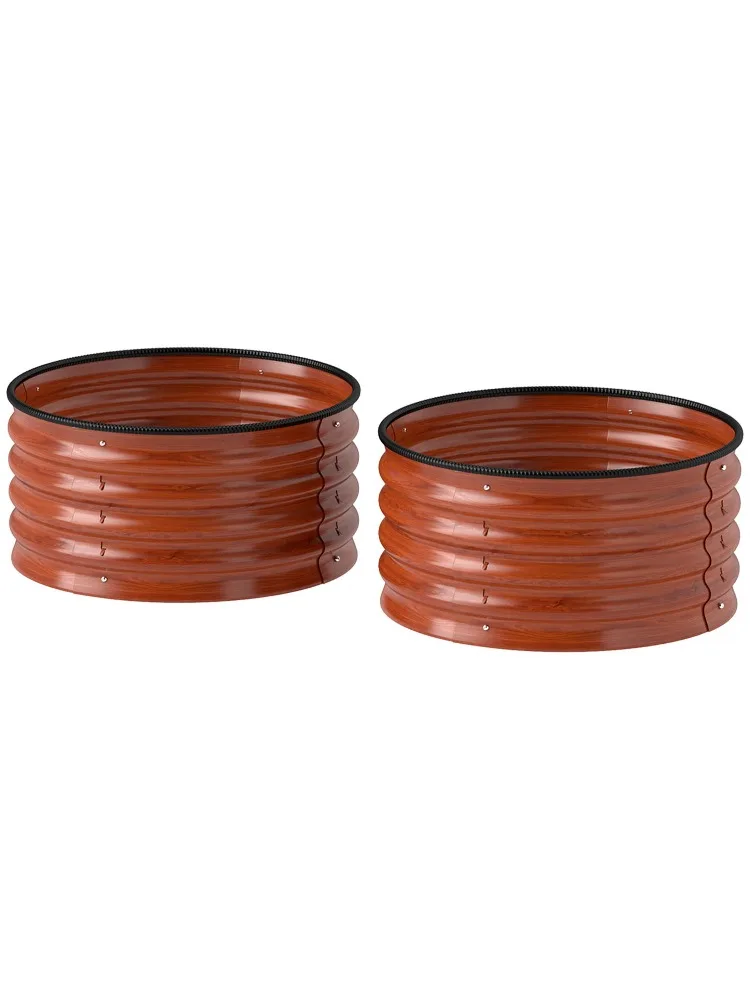 

For Outsunny Set of 2 Raised Garden Bed, Metal Planter Box with Safety Edging, Easy-to-assemble Stock Tank, Dark Brown