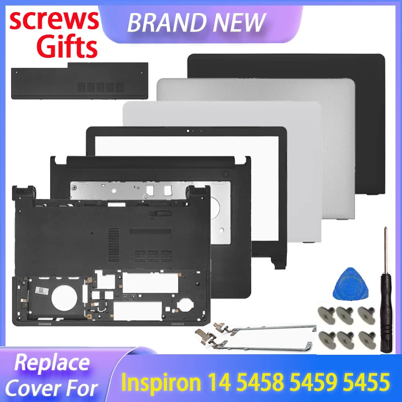 Repalce capa para inspiron 14 5458 5459 5455 portátil lcd back cove moldura frontal palmrest caso superior inferior dobradiças não toque