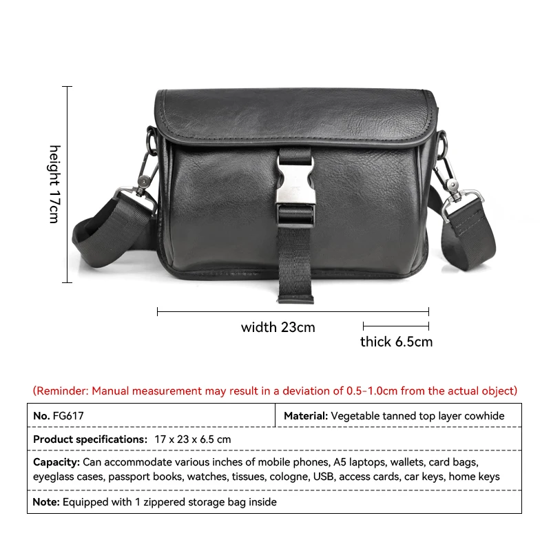 Casual Male Crossbody Bag Genuine Leather Men\'s Wrapped Flap Shoulder Bag Casual Cowhide Sport Travel Messenger Bags Sling Pack