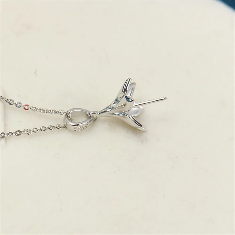 

Подвеска из стерлингового серебра 925 пробы с жемчугом, DIY пустая ободок, чашка, ювелирные изделия для рукоделия, фурнитура для подвески с полыми зубцами