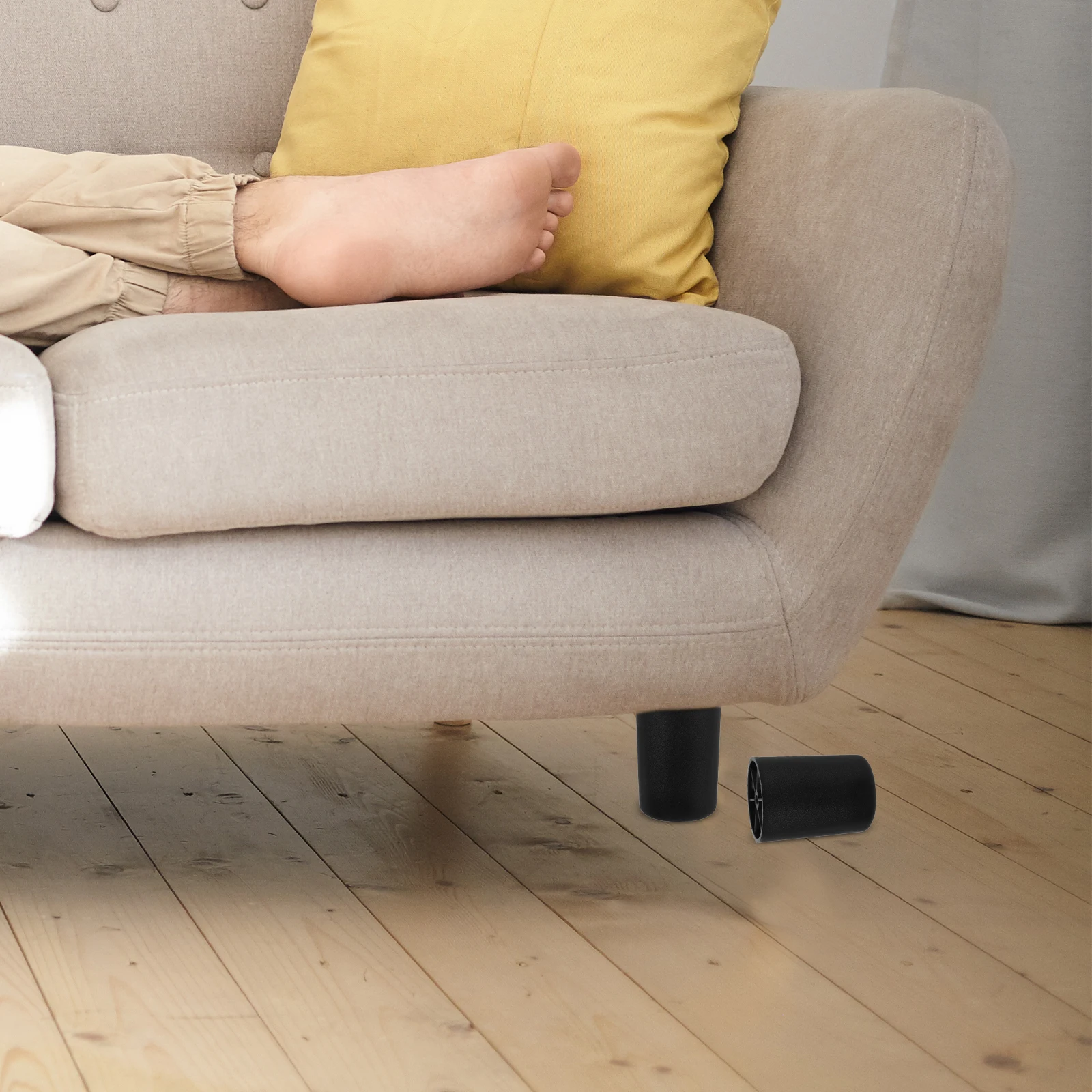 

4pcs Black 7.8Cm Round Tapered Plastic Sofa Legs Replacement Furniture Risers For Table Cabinet Bench Heavy Duty Levelers