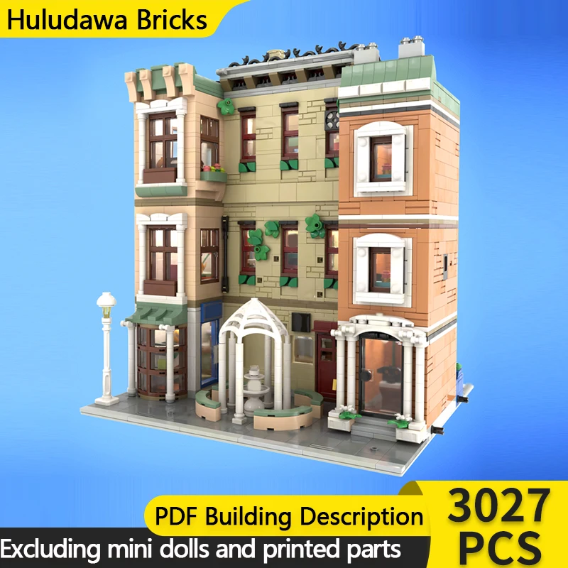 

Модель City Street View MOC, строительные кирпичи, квартира и магазин, модульная технология, детские праздничные подарки, сборка игрушек, костюм