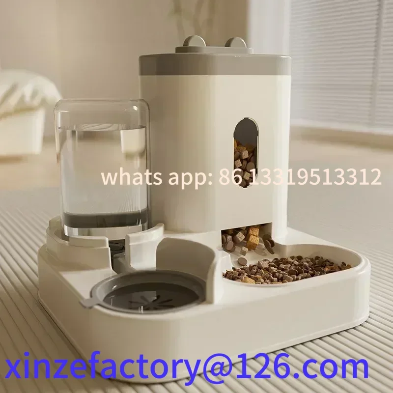 

Customizable automatic cat and dog feeder with water dispenser, large capacity anti-dump design pet drinking accessories
