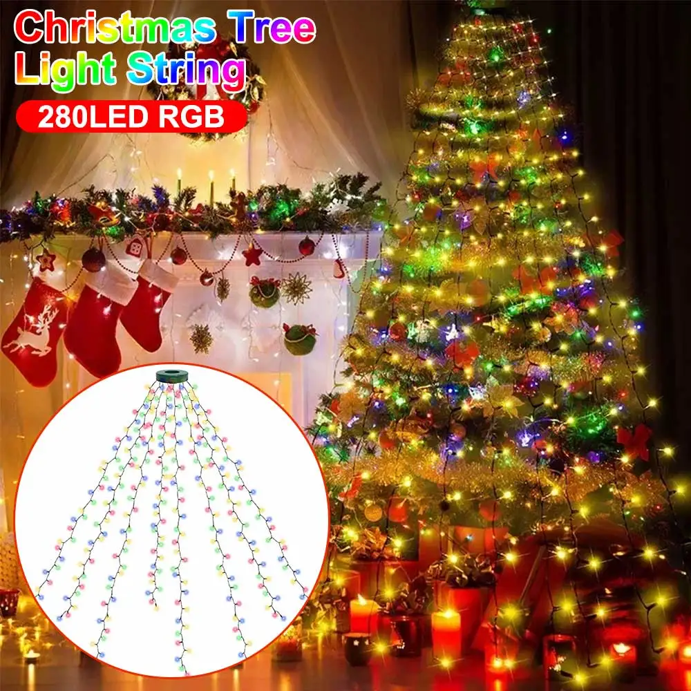 280LED Outdoor LED Christmas Tree Decoration Christmas Gift Garland flashing String Lights Warm White/RGB Optional
