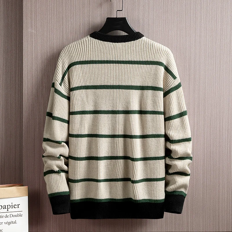 Men'S Striped Sweaters Spring Autumn Winter Clothes 2023 Pull OverSized 3XL Korea Style Casual Standard Pullovers