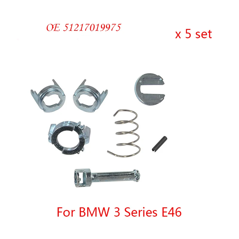 

x5 Set For BMW 3 Series E46 DOOR LOCK LOCK CYLINDER REPAIR KIT FRONT LEFT OR RIGHT OE 51217019975 New