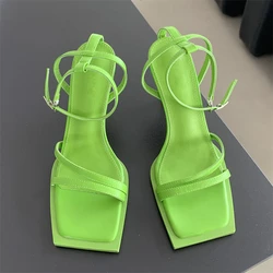 Eilyken Design Style Hollow Out Ankle Buckle Strap Women Sandals Sexy Square Toe Banquet Party High Heels Ladies Summer Shoes