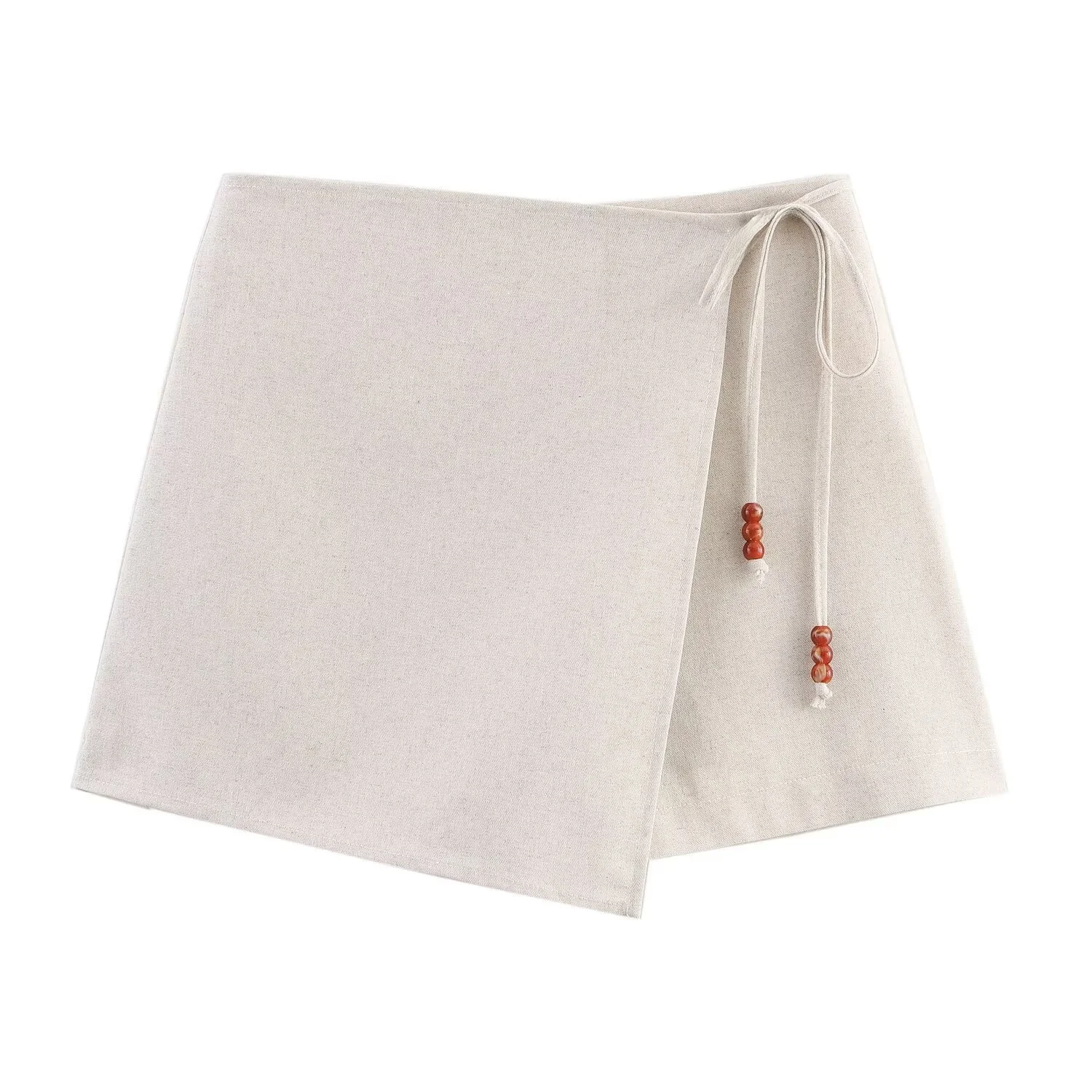 Ele Pure Color V-Ne Beaded Belted Skirt And Tank Top Two-Piece Set Women's Faion Autumn New Arrival Casual Wear