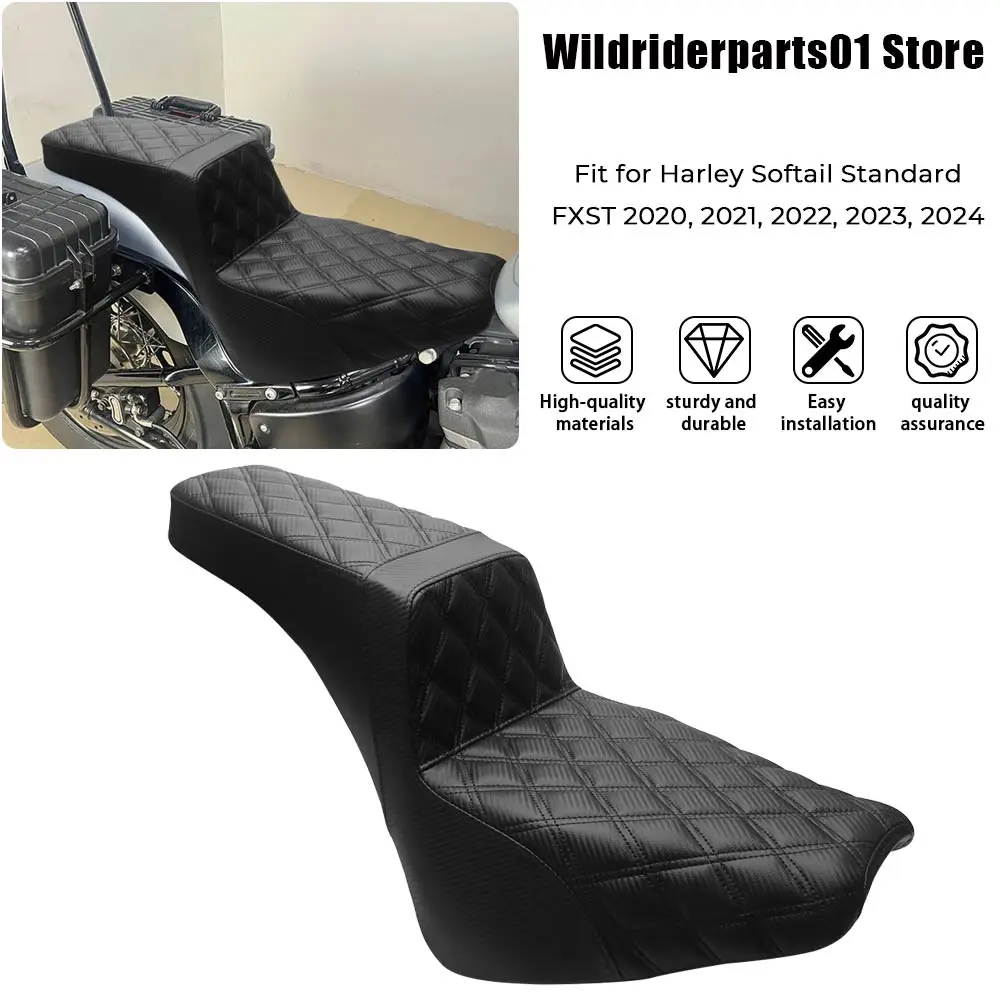 Motorcycle Front Rear Driver Rider Passenger Seat Black Accessory For Harley Softail Street Bob FXBB 2018 2019 2020 2025 2026