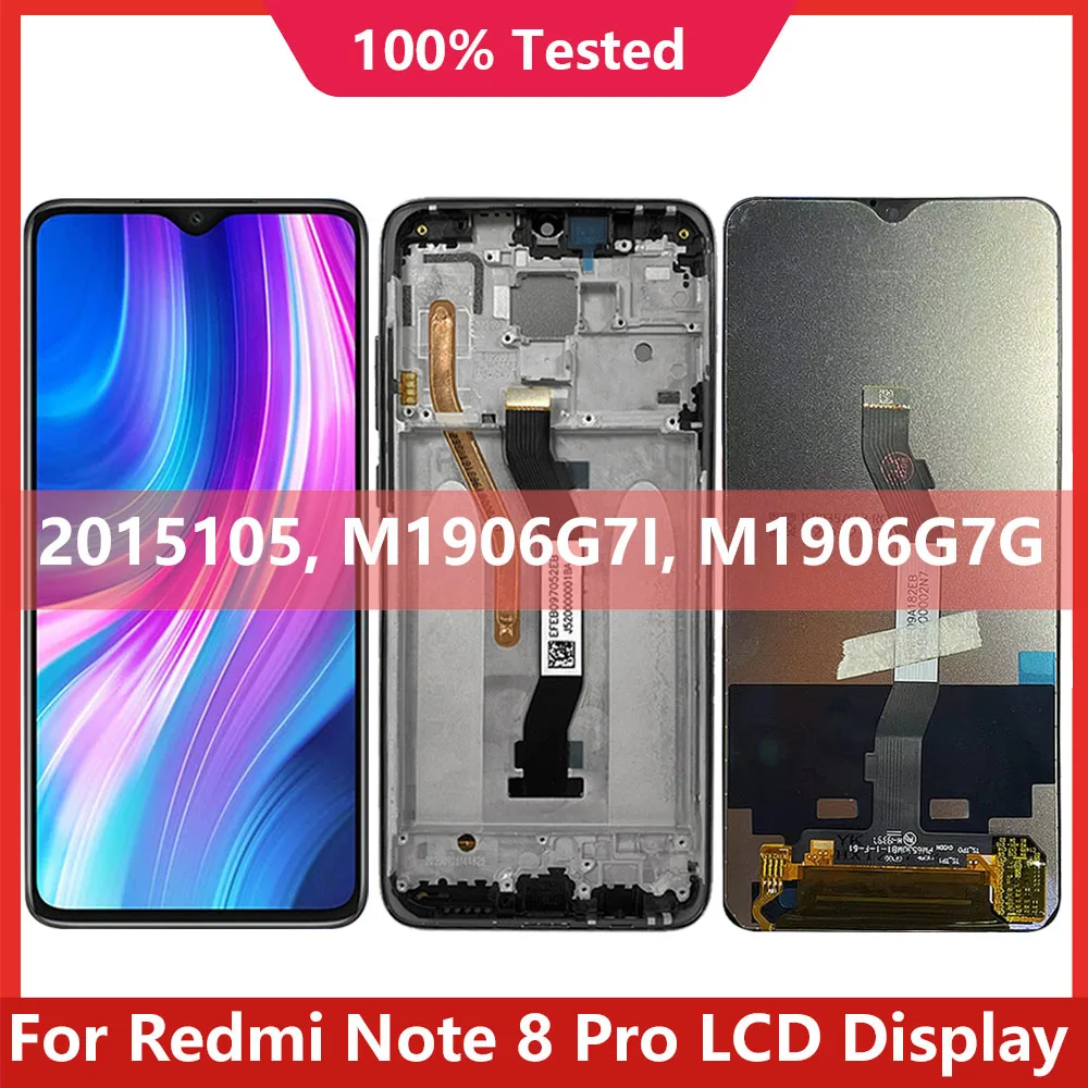 

ЖК-дисплей 6,53 дюйма для Xiaomi Redmi Note 8 Pro, сенсорный экран с дигитайзером в сборе, сменный ЖК-экран для Redmi Note8Pro, M1906G7I