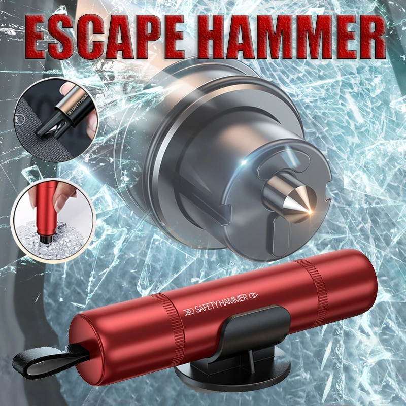 

2 In 1 Car Safety Hammer Emergency Glass Breaker Cut The Seat Belt High Hardness Tungsten Steel Rescue Tool Auto Accessories