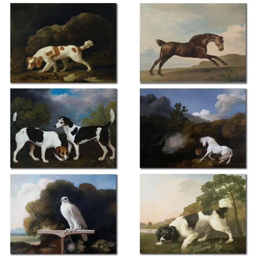 Realist Animal Canvas Art Hunting Dogs Handmade George Stubbs Painting Foxhounds Artwork Modern Dining Room Home Office Decor