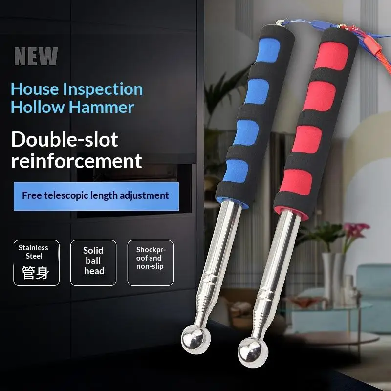 Hollowing Detection Hammer For House Decoration Inspection Telescopic Rod Detection Hammer 115cm Thickened Telescopic Rod