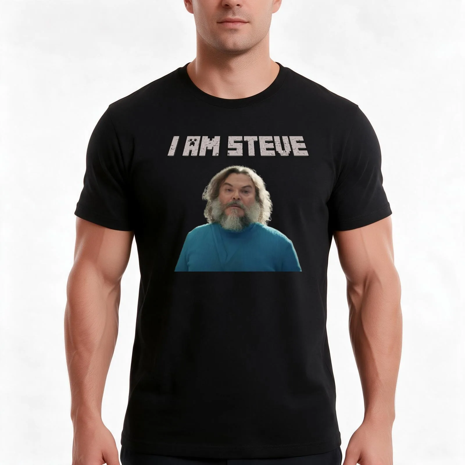 Jack Black I am Steve T-Shirt, Summer Casual Cotton Tee, Oversized Streetwear Tops, Vintage Graphic Print, Unisex Men Women