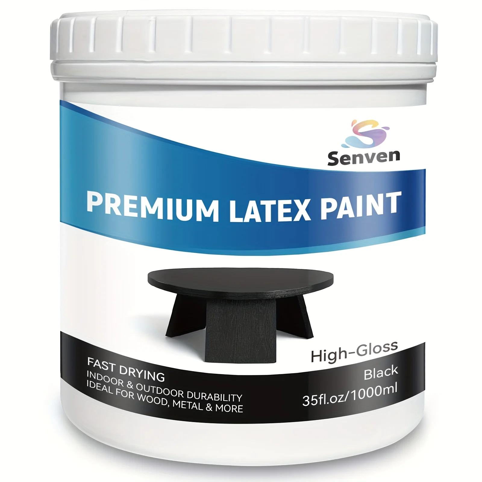 Black Paint Gloss Black 35Oz Multi Surface Enamel Acrylic Touch Up Paint for Wall, Metal, Wood, Furniture, Cabinets, Doors