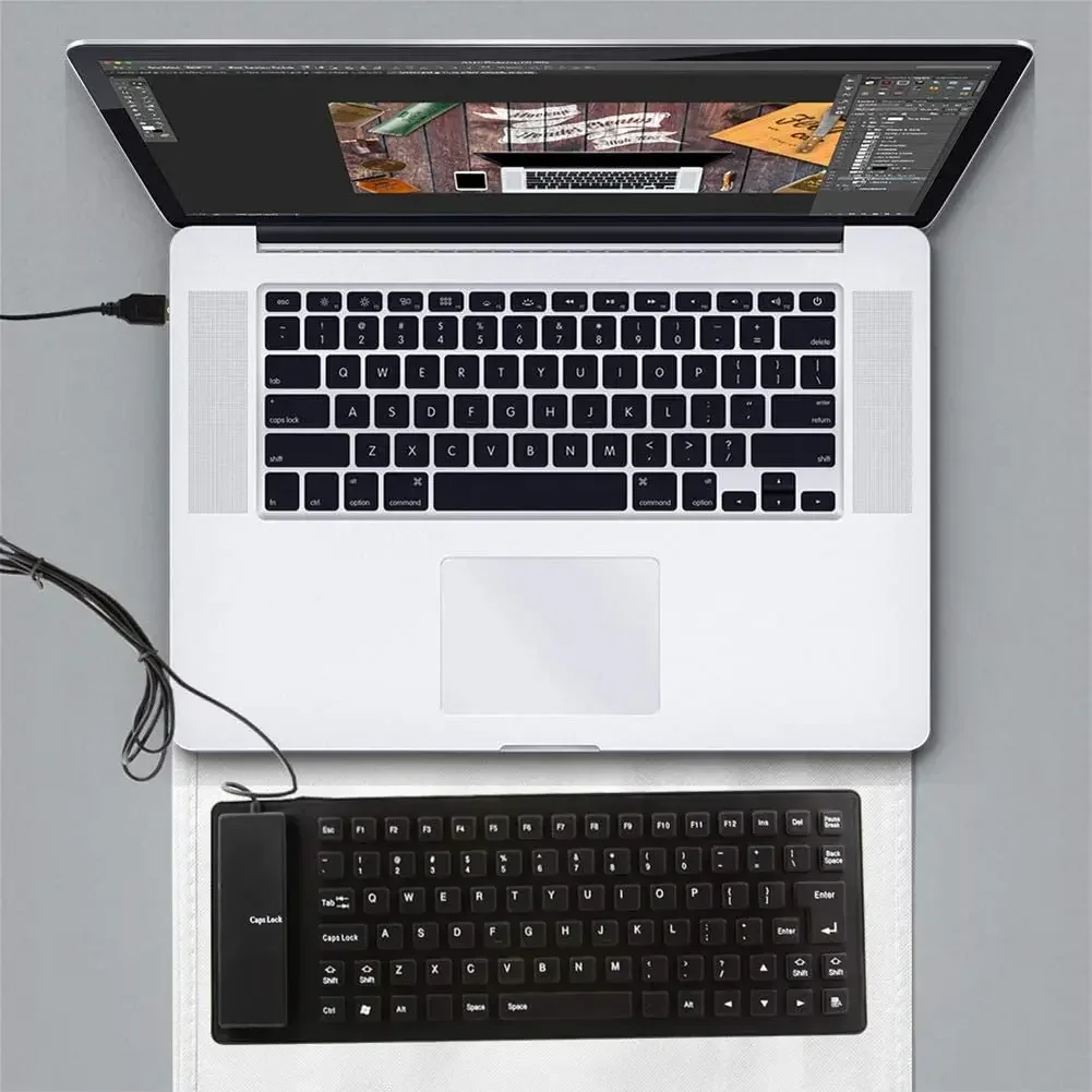 Foldable Silicone Keyboard 85/109 Keys USB Wired Silent Keys Waterproof and Dustproof Roll-Up Soft Touch Keyboard for Laptop