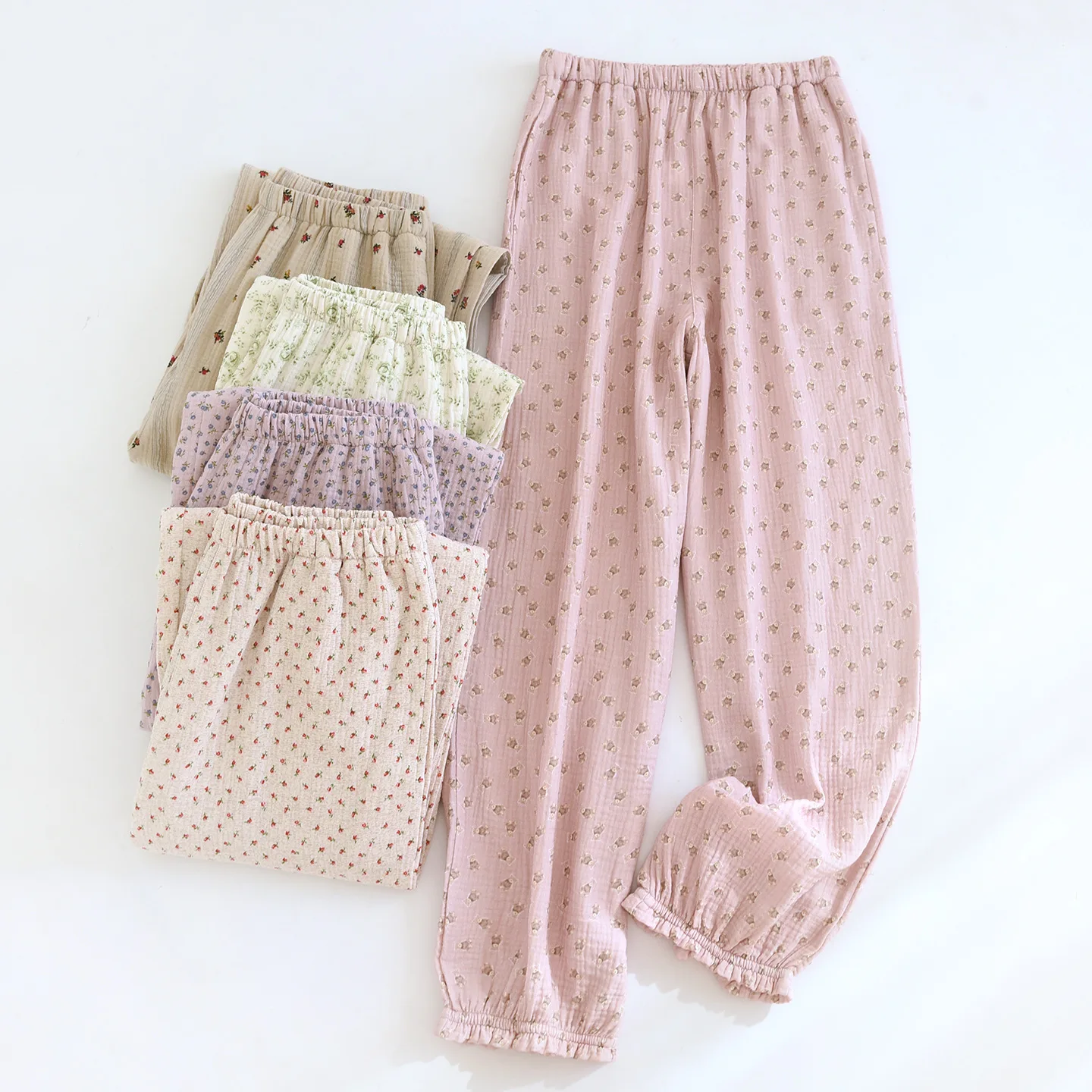 

Хлопковые пижамные брюки для дома, новая коллекция Весна-Лето 2026, свободные, с цветочным принтом, женская домашняя одежда