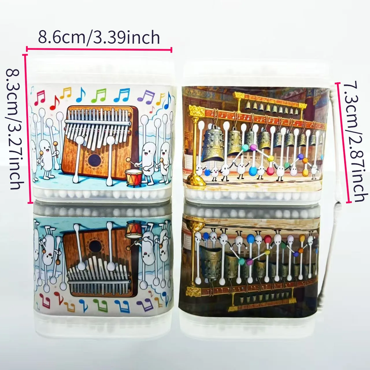 400개/600개 악기 테마 양면 면봉 창의적인 타악기 시리즈 면봉 스틱 흰색 나선형 원형 면봉 스틱