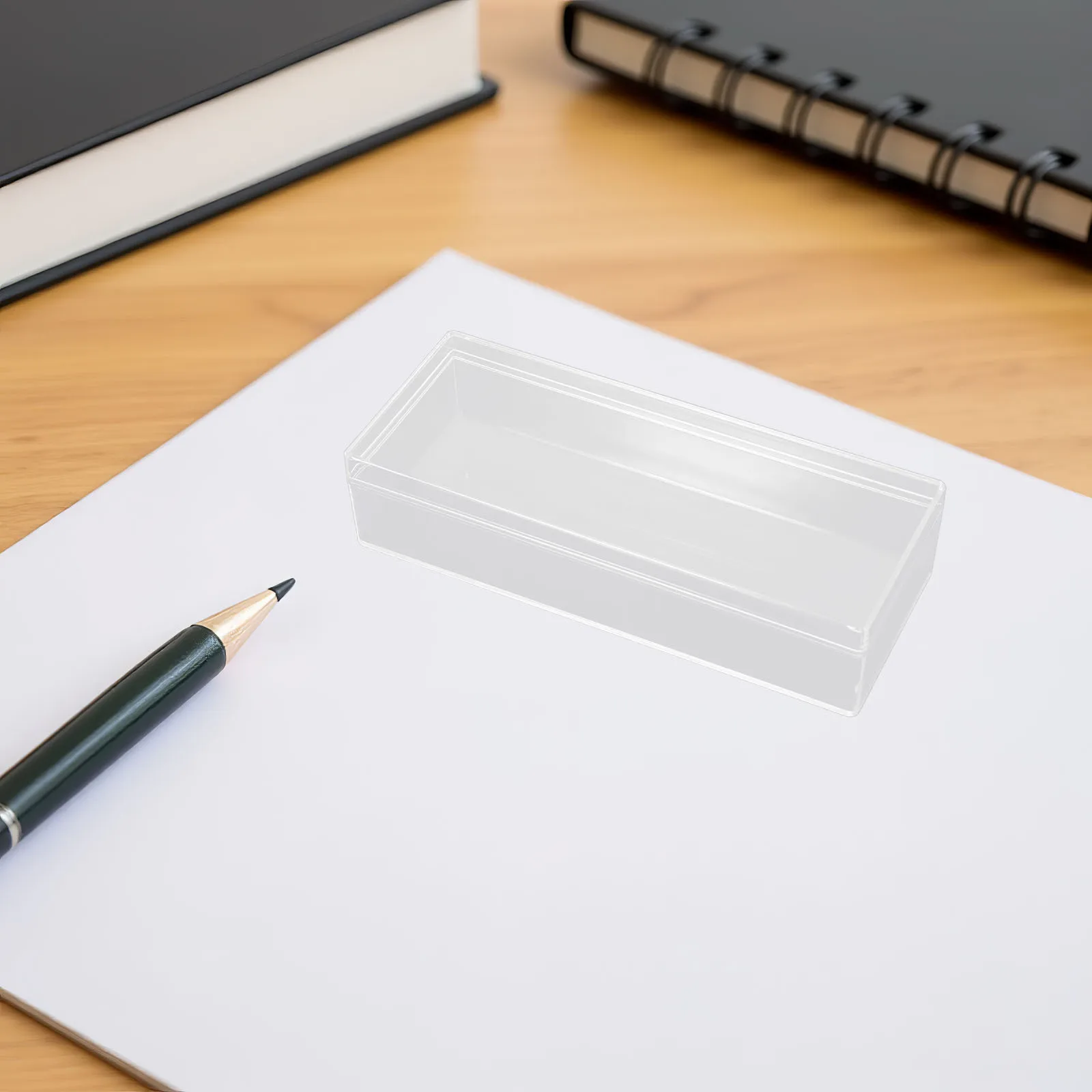 

4Pcs Transparent Storage Box Clear Rectangular Plastic Container with Lid for Small Items Organizing Stationery
