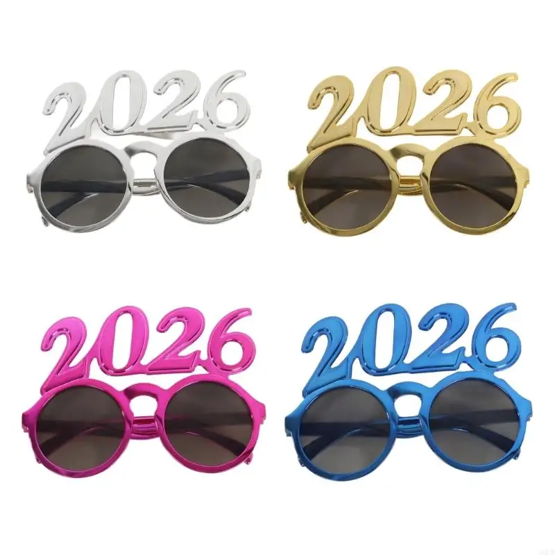 

Unisex 2026 Themed Glasses Round PC Lenses Christmas Party Accessory