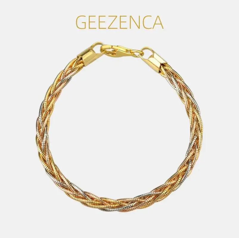 

GEEZENCA Italian 925 Silver Tri-color Multi Thread Braided Chain Bracelet For Women Clearance Limited Stock First Come First Get