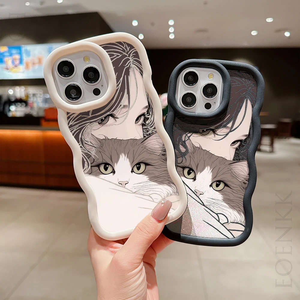 Funda de teléfono de chica de Anime para iPhone 16, 15 Pro Max, 14, 13, 12, 11 Pro Max, XS Max, XR, X, 7, 8 Plus, diseño elegante, funda de silicona suave