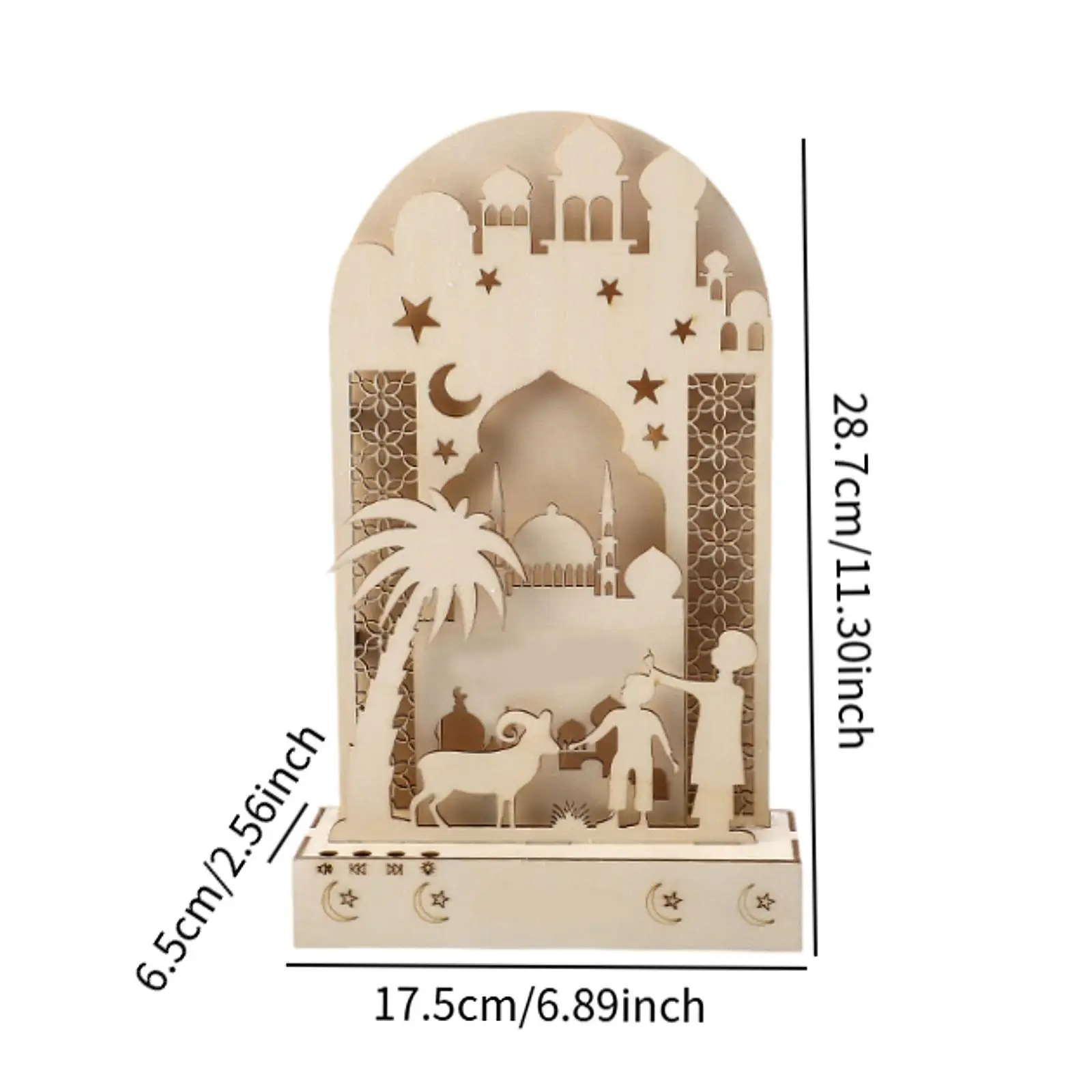 Eid Mubarak de madeira LED luz presente decoração Eid Mubarak para quarto de cabeceira