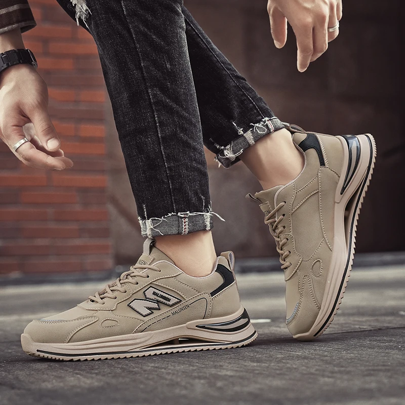 

Кожаная обувь. Мужская спортивная и обувь для скейтборда. Повседневные мягкие и удобные нескользящие износостойкие мужские кроссовки.