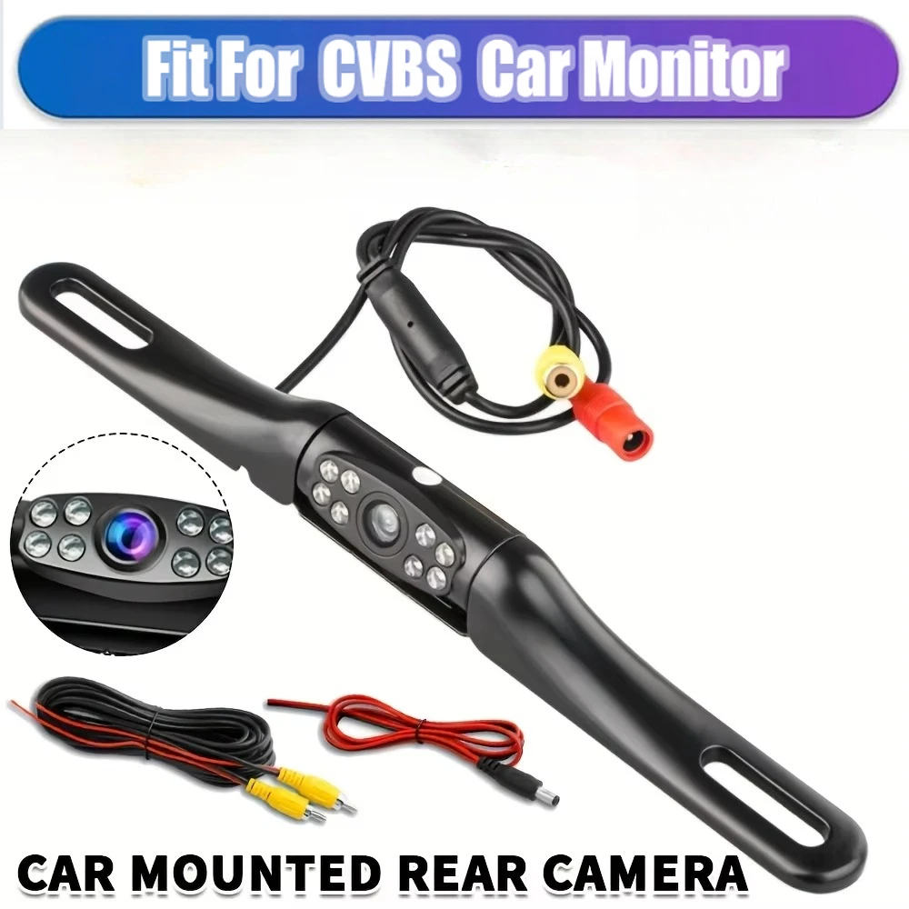 Car Metal Backup Camera, Rear View License Plate Reverse Camera Universal for Pickup Truck Car SUV，8LED Lights Night Vision