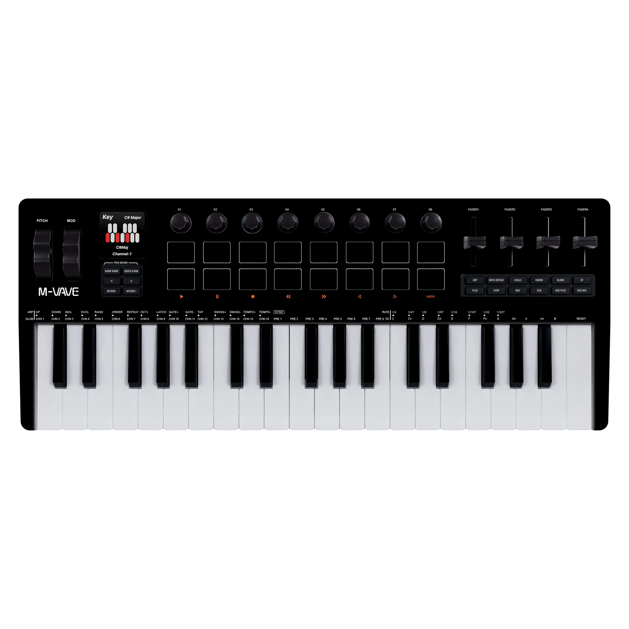 M-VAVE SMK-37 PRO 37 Key MIDI Keyboard 16 Drum Pads Sound Source M-VAVE SMK-37 PRO 37 Key MIDI Keyboard 16 Drum Pads Sound Source