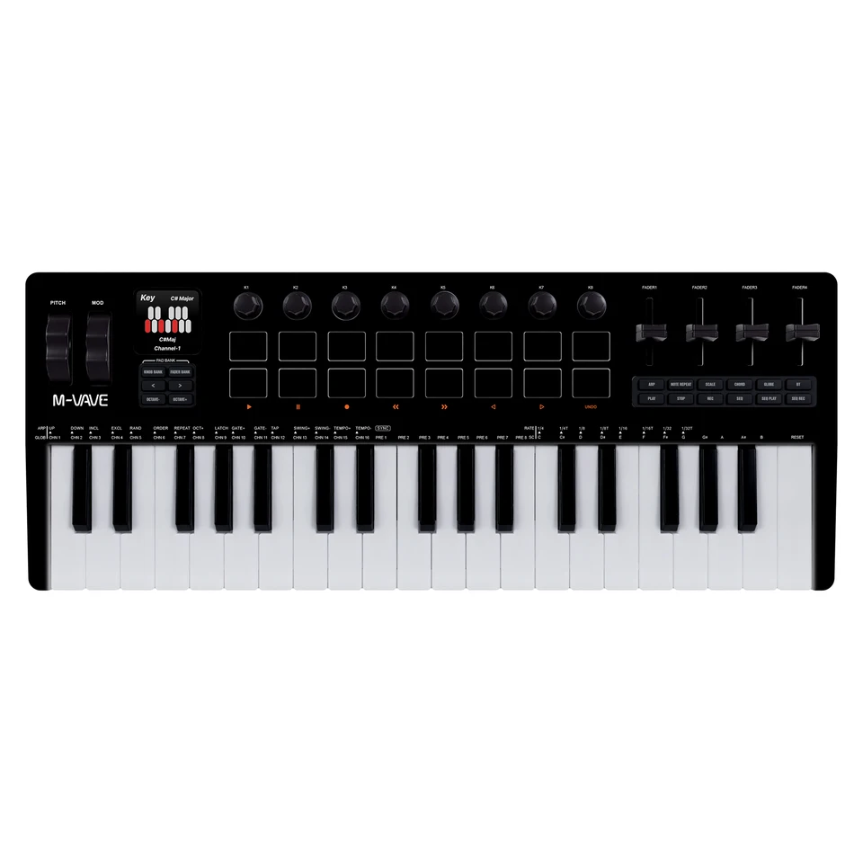 M-VAVE SMK-37 PRO 37 Key MIDI Keyboard 16 Drum Pads Sound Source
