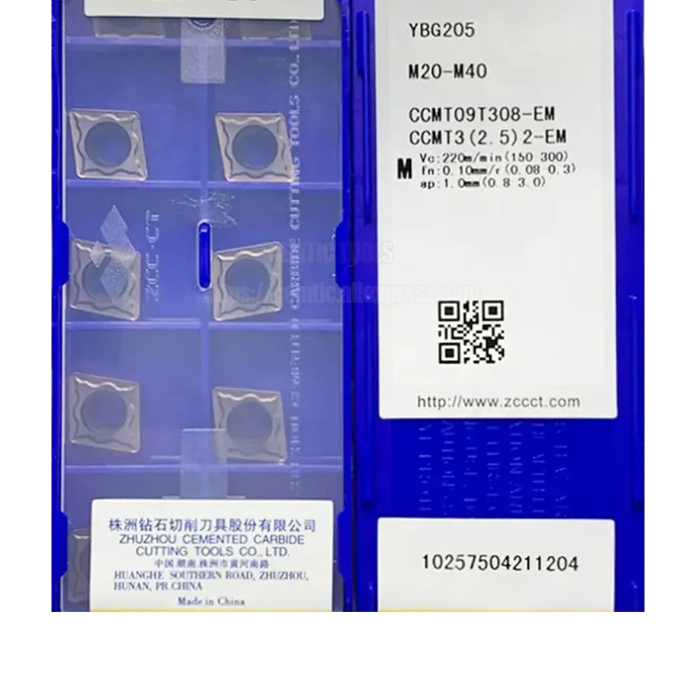 ZCC CCMT-insertos de carburo de torneado CNC, CCMT09T304-EM, YBG205, CCMT09T308-EM, YBG205, CCMT09T304-TC, YB7315, CCMT09T308-TC, YB7315