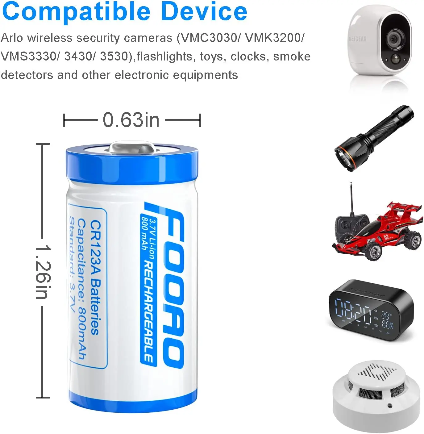 CR123A Batteries for Arlo Rechargeable,3.7V Arlo Wireless Cameras Battery and CR123A Battery Charger for Arlo VMC3030/ VMK3200/