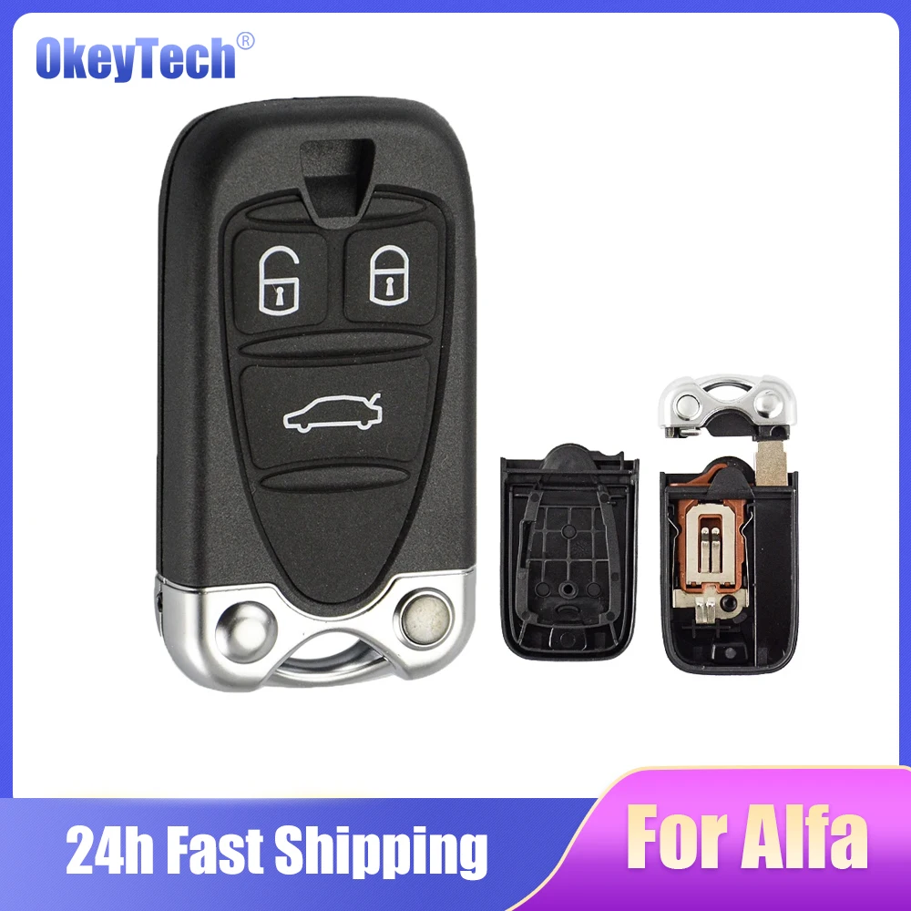 OkeyTech For Alfa Romeo 159 156 Giulietta Brera Spider Remote Control Car Key Shell Insert Blade Smart Card Case Replacement