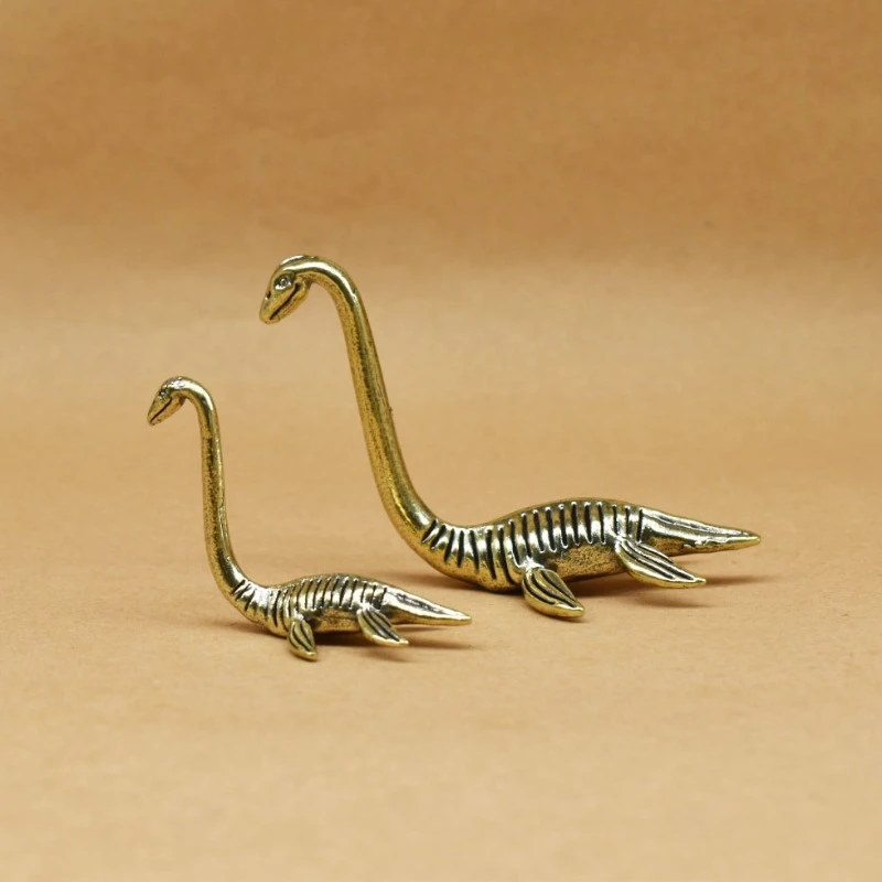 Loch Ness Monster Creature Brass Statue Vintage Decor Home Miniatures Bronze Craft Copper Collectible Unique Landscape Ornament