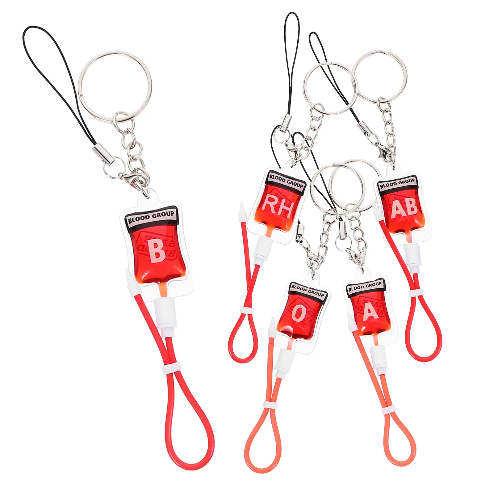 5Pcs Blood Bags Keychain Small Metal Keyring Pendant Halloween Bag Phone Hanging Charm Decor Blood Bags Keychain