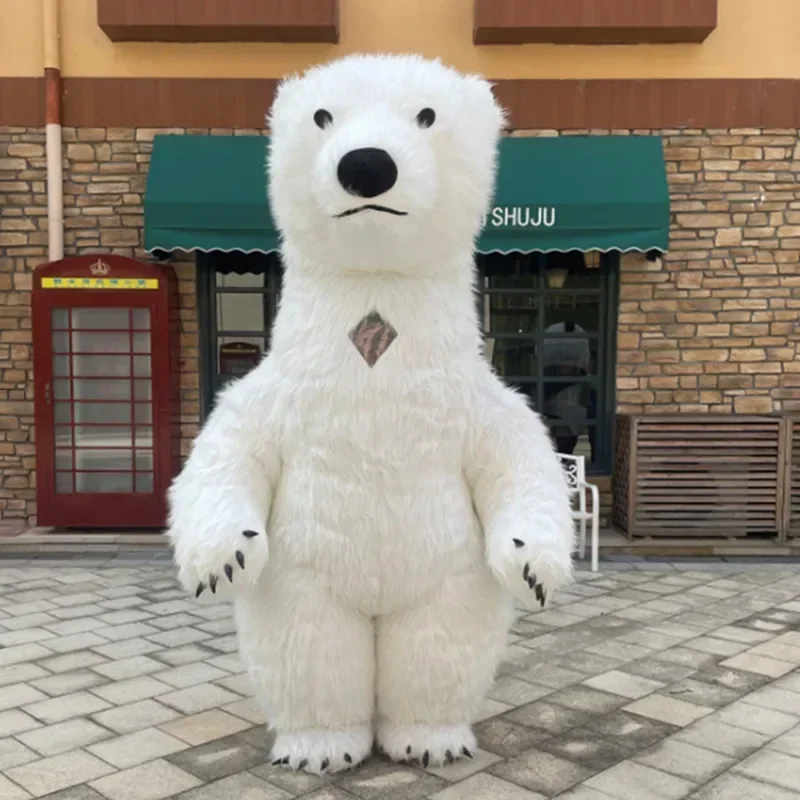 Rt01 2.6m gigante urso polar traje inflável rua engraçado urso polar mascote traje festa cosplay boneca de pelúcia inflado masco & gf1